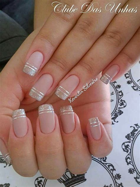 Elegantes Sencillas Y Bonitas En Color Nude Con Plata Trendy Nails