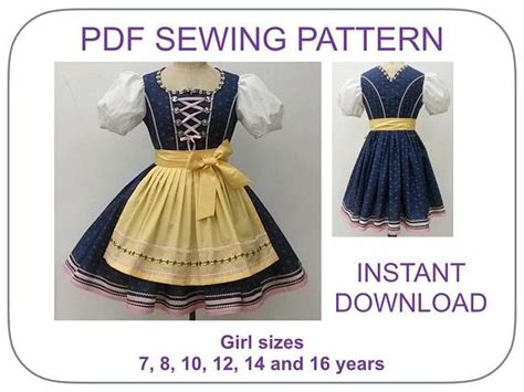 Apron Sizes Dirndl Paper Pattern Woman Dress Traditional Costume