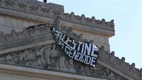 Pro Palestine Sign during Protest on the Facade of Brooklyn Museum on ...