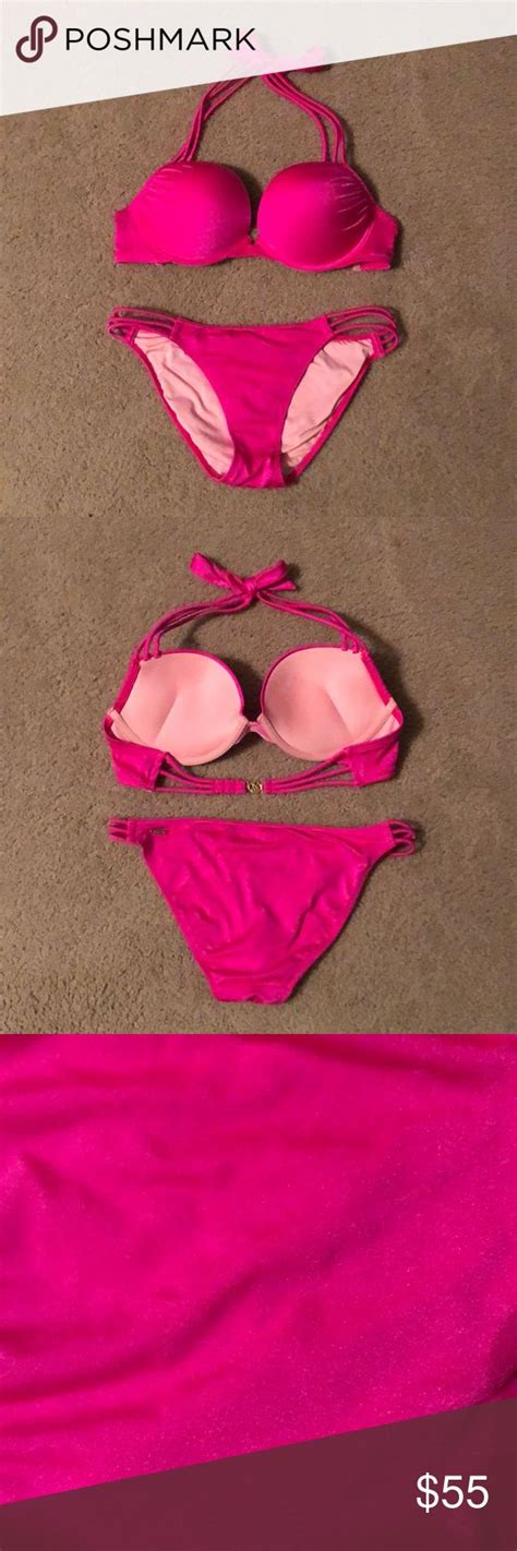 Victorias Secret Bright Pink Bikini Adds Cups Pink Bikini