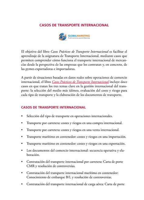 Casos prácticos de transporte internacional A partir de situaciones