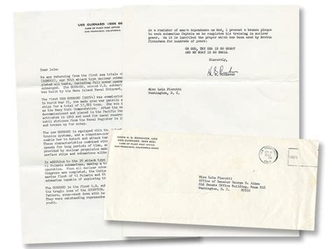 Admiral Hyman Rickover Signed Letter