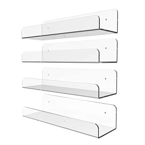 Snapklik 4 Pack 15 Clear Acrylic Shelves Display Ledge For Wall