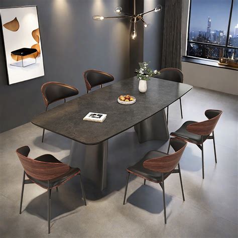 ASS Comfort Zone Modern Rectangular Rock Slab Dining Table Chair Dining Set Wayfair
