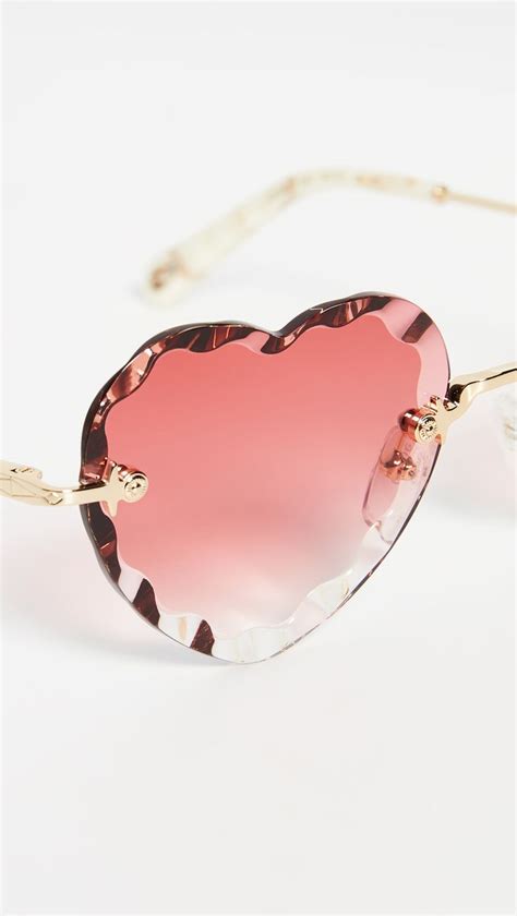 Chloe Rosie Scalloped Heart Sunglasses Shopbop In 2020 Heart Sunglasses Heart Shaped Frame