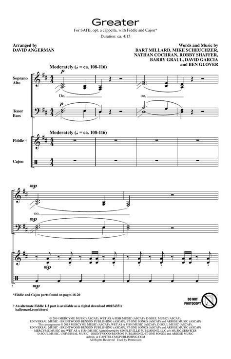 Download David Angerman Greater Sheet Music For Satb Choir Chordslyrics Pdf 162731