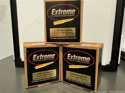 Extreme Custom Ammunition 30 06 Springfield 180gr Nosler Partition 60 Round Rifle Ammunition