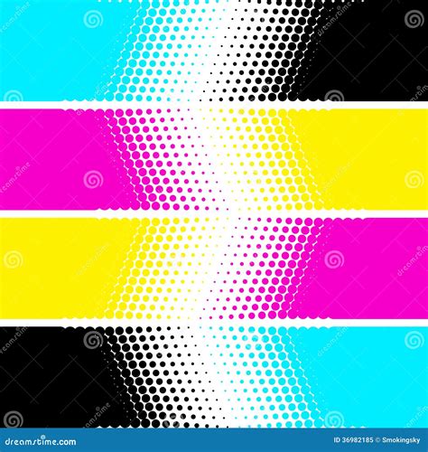 Cmyk Paint Stripes In Vector White Background Stock Vector