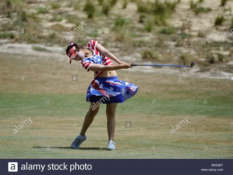 Amateur Lucy Li Uses A Fairway Iron For Her Second Stroke On Hole Eight During Round One Of