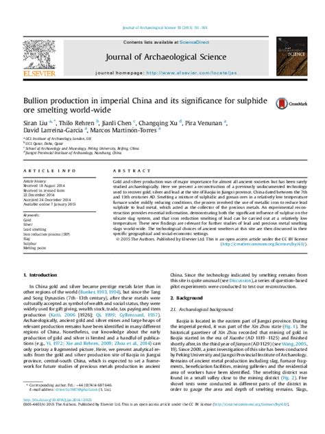 (PDF) Bullion production in imperial China and its significance for sulphide ore smelting world ...