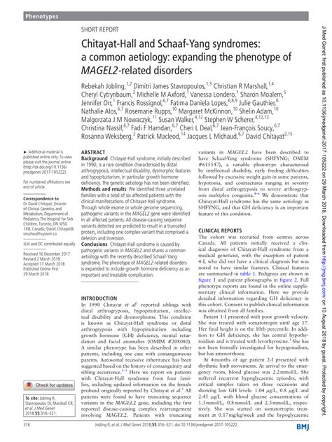 PDF Chitayat Hall And Schaaf Yang Syndromes A Common Aetiology