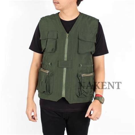 Rompi Pria Rompi Tactical Cargo Lapangan Multifungsi Banyak Saku