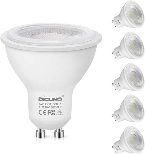 DiCUNO 50W Equivalent GU10 LED Bulbs 6000K Daylight White MR16 GU10