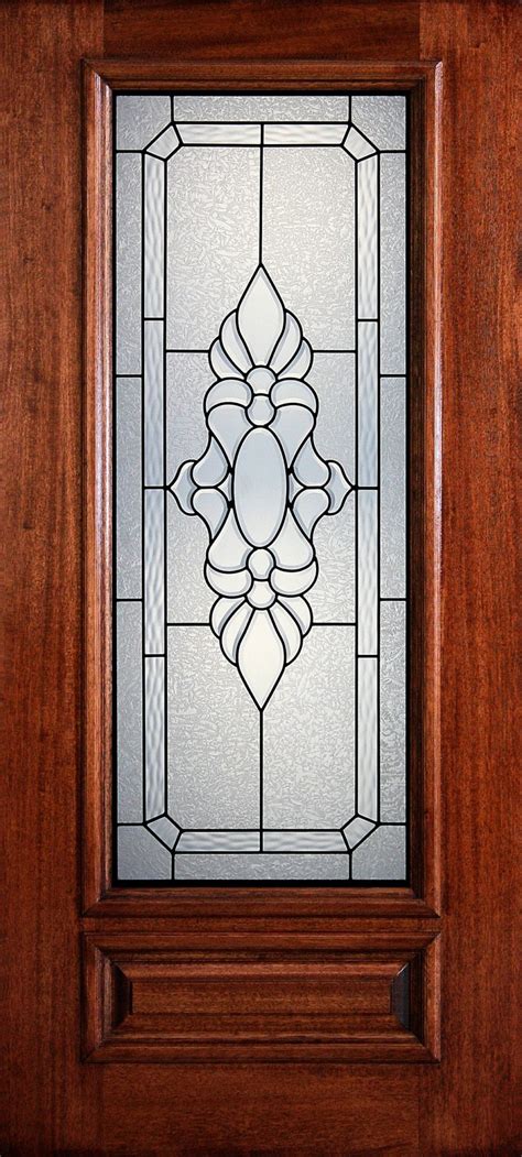 6 8 3 4 Lite Decorative Glass Mahogany Wood Front Door PD 3068 34