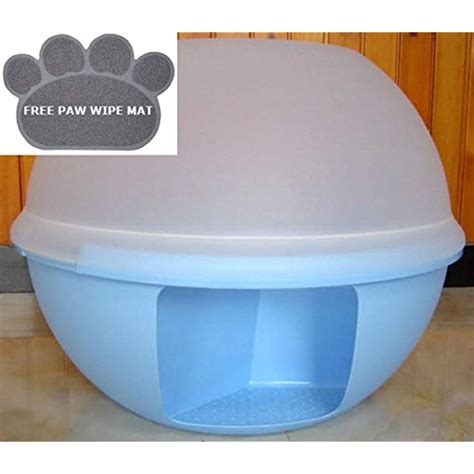 Luxury Round Enclosed Cat Litter Box Extra Large Blue You Can