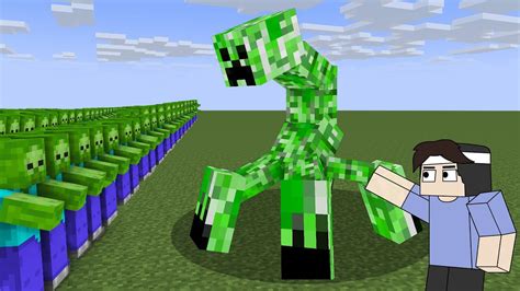 100 Zombies Vs 1 Mutant Creeper Minecraft Youtube