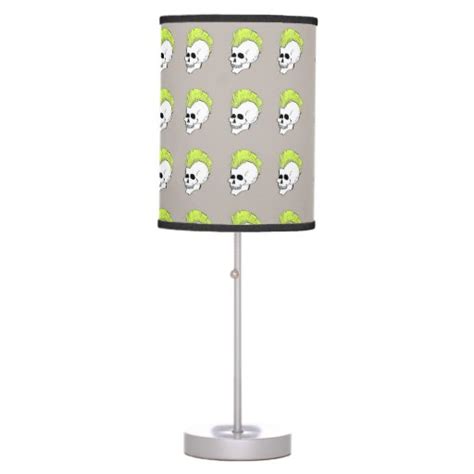 Hip Punk Rock Green Mohawk Skull Table Lamp Zazzle