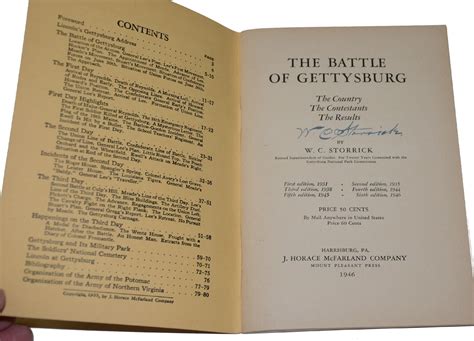 VINTAGE GETTYSBURG TOUR BOOK – THE BATTLE OF GETTYSBURG BY W.C. STORRICK, SIGNED BY AUTHOR ...