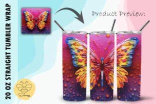 Butterfly 3D Pop Art Tumbler Wrap 20 Graphic By BeeDrawings