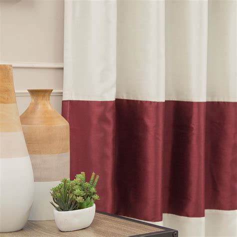 Best Home Fashion 84 In L Ivory And Burgundy Faux Silk Striped