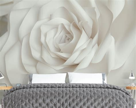 3D White And Pink Rose Wallpaper For Bed Room – Home Decoram