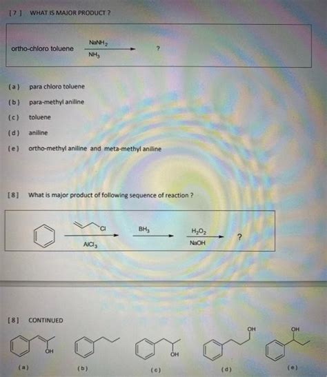 Solved 171 What Is Maior Product Ortho Chloro Toluene Nanh2