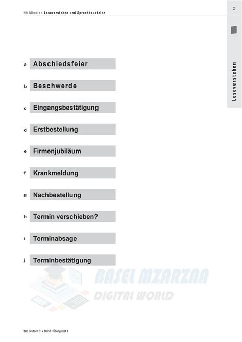 SOLUTION Modelltest 9 B1 Beruf Leseverstehen Deutsch Studypool