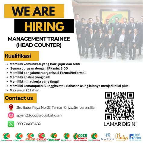 Lowongan Kerja Sebagai Management Trainee Untuk Pt Bali Pawiwahan Coco