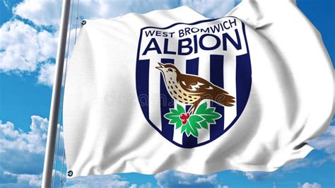 Waving Flag With West Bromwich Albion Fc Football Club Logo 4k Editorial Clip Stock Footage