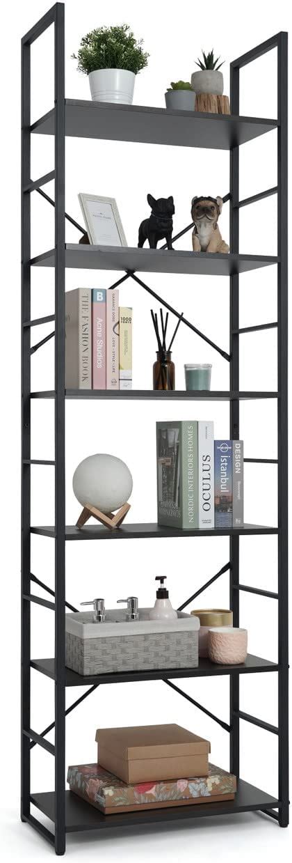 CAPHAUS 6 Tier Bookshelf 24 Inch Width Free Standing Shelf Bookcase