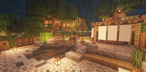 Built A Japanese Style Hot Springs Area In My Village D Feels Cozy R Minecraft