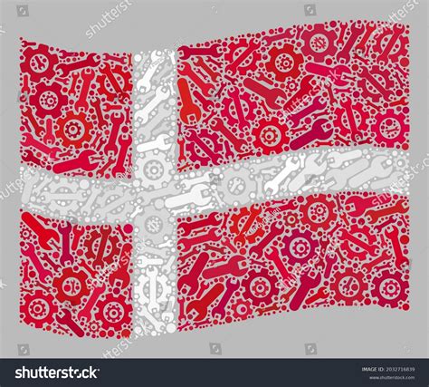 Mosaic Waving Denmark Flag Constructed Service Stock Vector Royalty