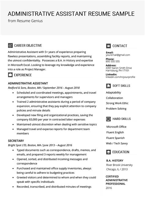 43 Office Assistant Resume Objective Examples For Your School Lesson