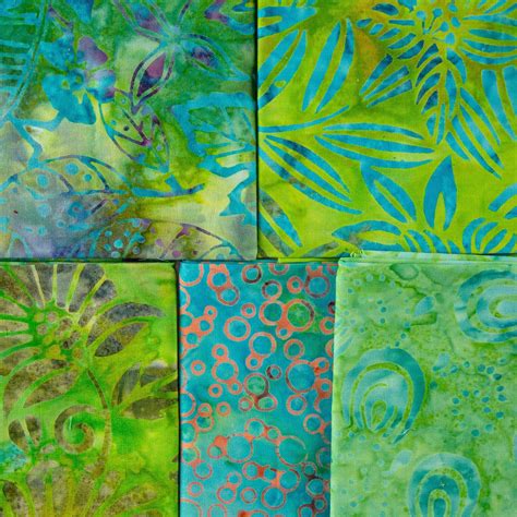 Fabric Freedom Batik Fat Quarter Bundle Pack Limes And Turquoises