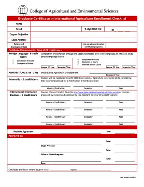 Fillable Online Global Uga Enrollment Checklist Office Of Global