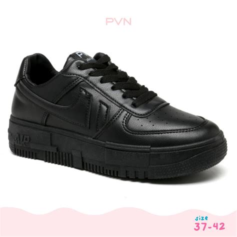 Jual PVN Kara Sepatu Sekolah Hitam Sneakers Casual Wanita Sport Shoes