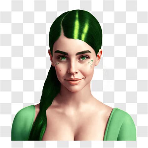 Download Stunning Woman With Green Hair And Eyes Png Online Creative