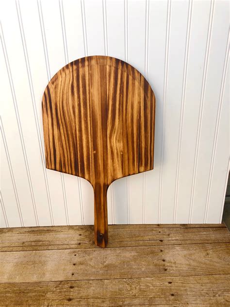 Burned Wood Pizza Peel Pizza Paddle Wooden Serving Board Etsy