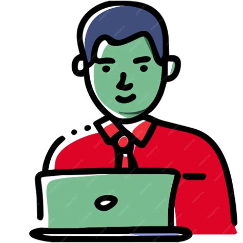 Premium Vector Businessman With A Laptop Icon Doodle Offset Fill