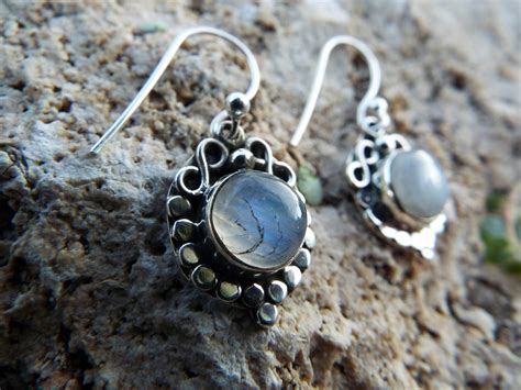 Sterling Silver Moonstone Earrings Drop Dangle Handmade Jewelry