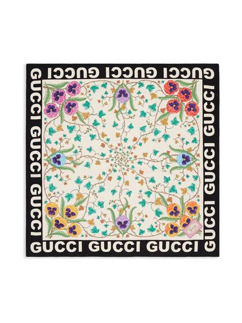 Gucci Floral Print Silk Scarf Farfetch