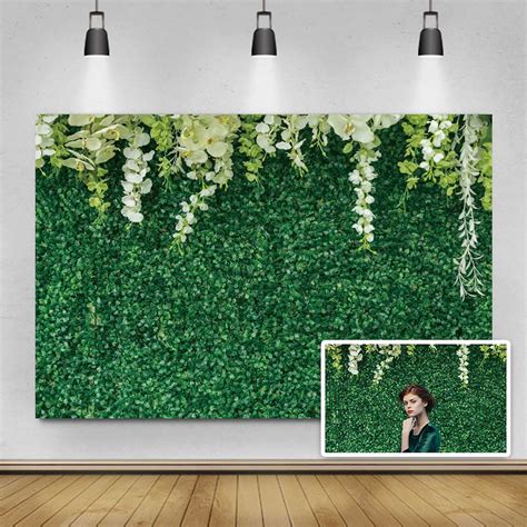 Buy Yeele 8x6ft Green Grass Wall Wedding Backdrop White Flower Leaves