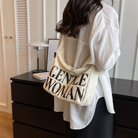 SELENAAL Thai Gentlewoman Canvas Bag Gentle Woman Large Capacity Letter