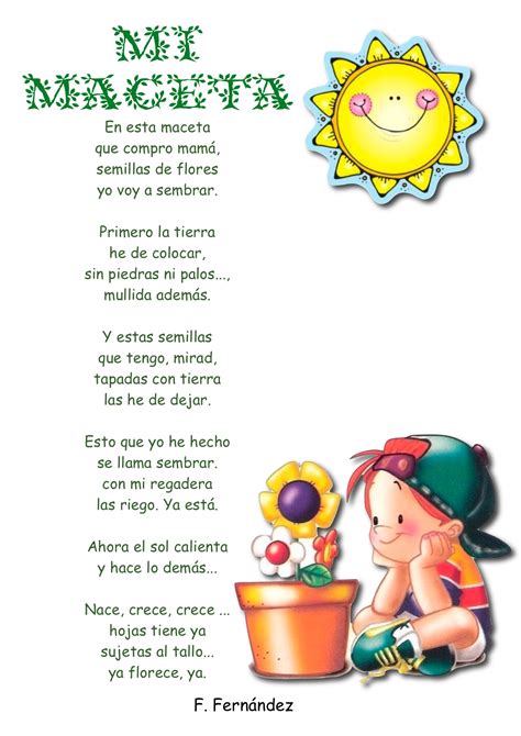 Poemas infantiles para imprimir y leer a los niños y niñas