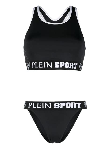 Plein Sport Baroque Tiger Bikini Set Black FARFETCH UK