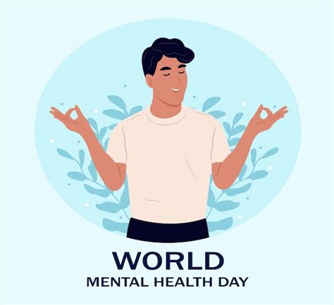 Ilustración del día mundial de la salud mental hombre meditando con los