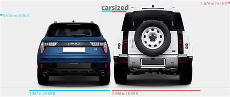 Dimensions Lynk Co 01 2021 Present Vs Land Rover Defender 2019 Present