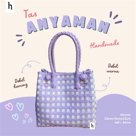 Jual Tas Anyaman Jali Ungu Tas Anyaman Murah Shopee Indonesia