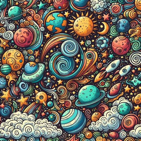 Premium Photo Outer Space Doodle Background