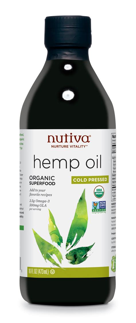 Nutiva Hemp Oil Organic Cold Pressed 16 Fl Oz